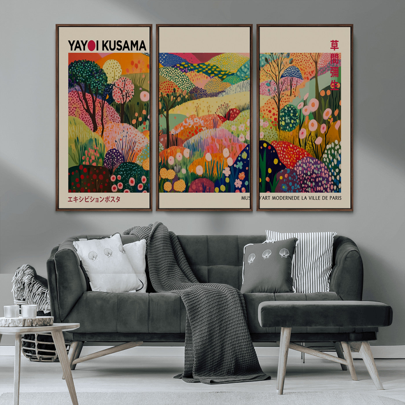 -Framed Yayoi Kusama 1986 Wall Art Print – Japanese Wall Art Print, Wabi Sabi Yayoi Kusama Print -