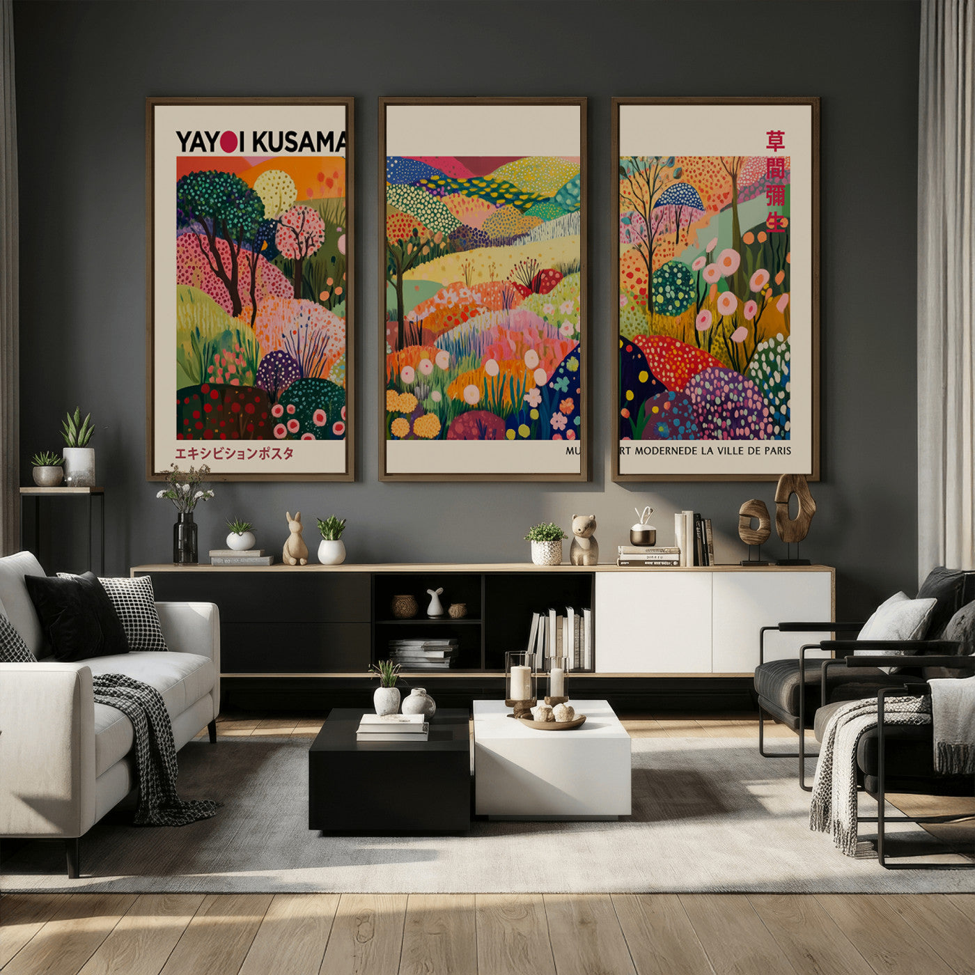 98921-MGV-CV-36X24 - Framed Yayoi Kusama 1986 Wall Art Print – Japanese Wall Art Print, Wabi Sabi Yayoi Kusama Print