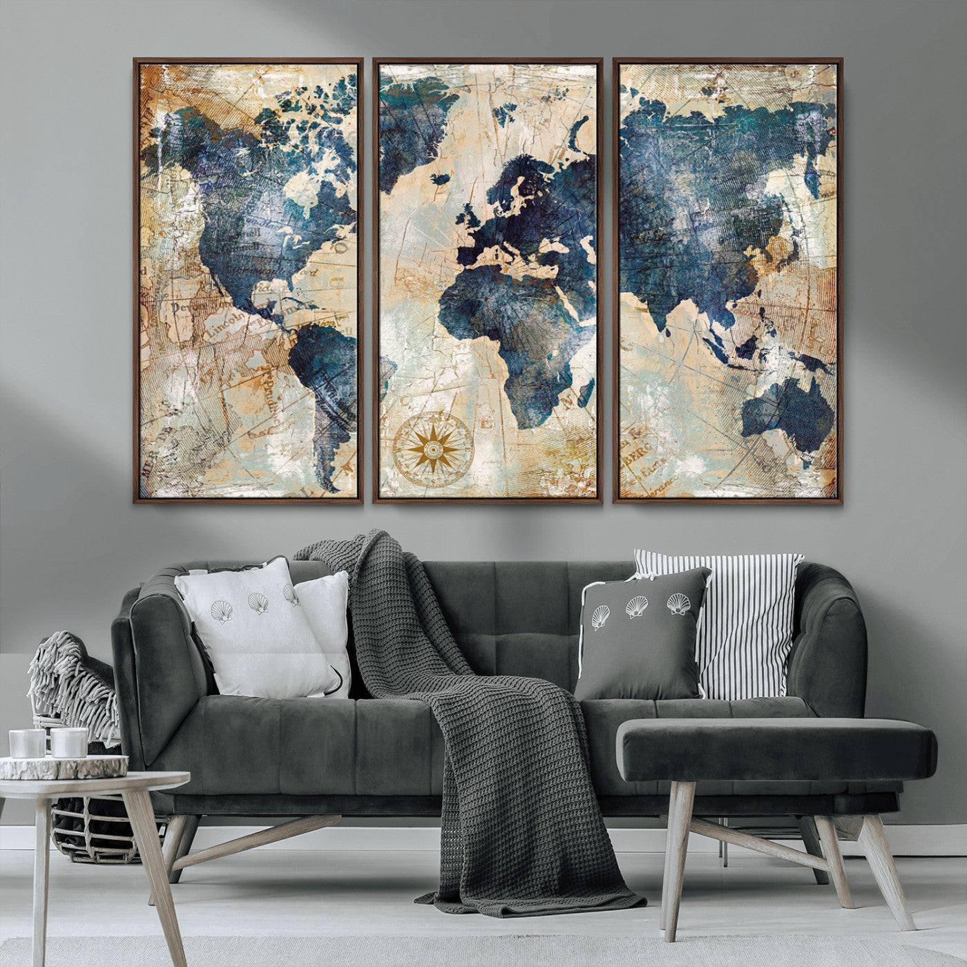 84561-MGV-CV-36X24-Push Pin World Map Canvas Print – Framed Wall Art for Couples, Travel Tracker Map, Anniversary Gift for Home Decor