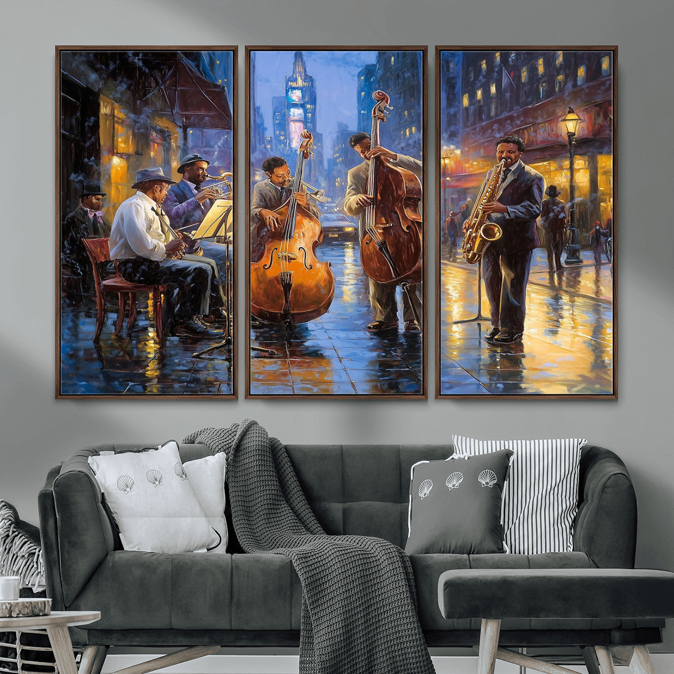 58694-MGV-FC-48X32-3P - Colorful Jazz Wall Art - African American Music Canvas Print - Framed Abstract Music Poster for Home