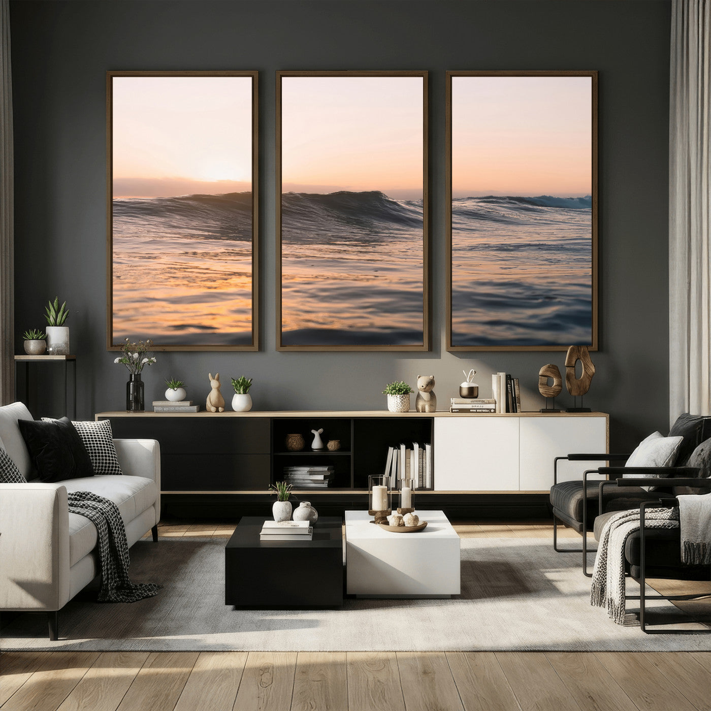 46299358-MGV-CV-36X24 - Golden Sunset Ocean Wall Art – Tranquil Waves & Peaceful Horizon Canvas Print, Soft Light and Evening Glow for Serene Beach, Home or Nature Decor