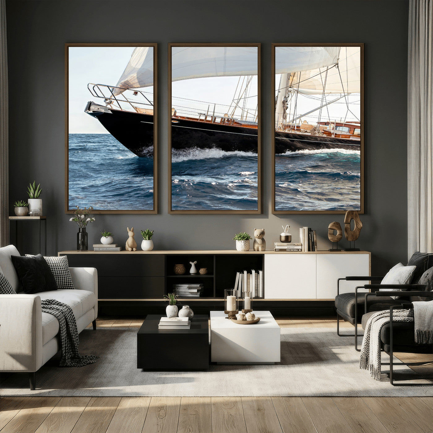 97168626-MGV-CV-36X24 - Boat Yacht Wall Art – Ocean Waves & Sailing Adventure Canvas Print, Nautical Elegance & Marine Journey for Living Room or Luxury Decor