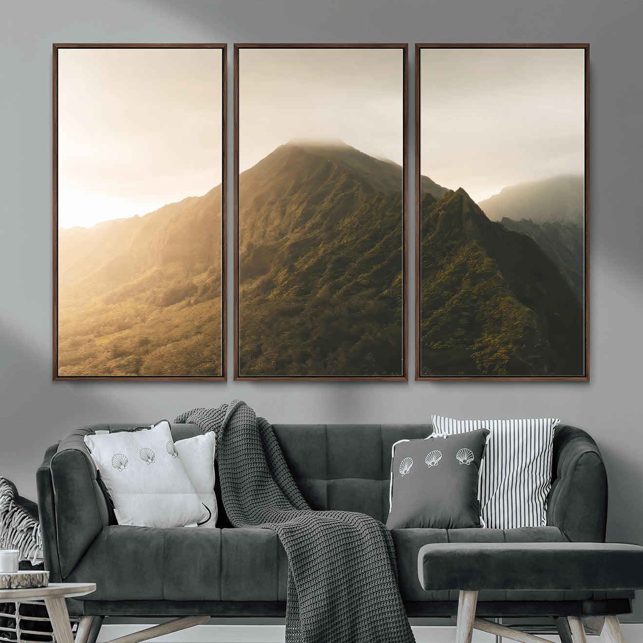 42338636-MGV-CV-36X24-Mountain Wall Art – Framed Sunset Landscape Canvas Artwork, Serene Nature Design, Rustic Decor for Home, Office