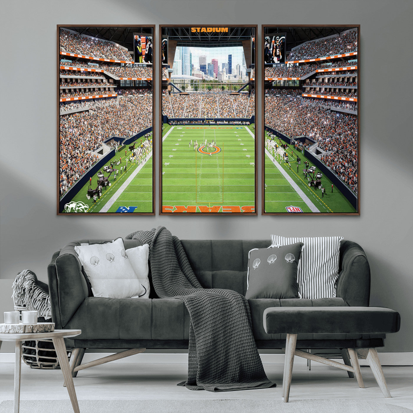 -Chicago Bears Soldiers Field Wall Art Canvas Print – Framed Football Stadium Artwork for Home, Office, Living Room