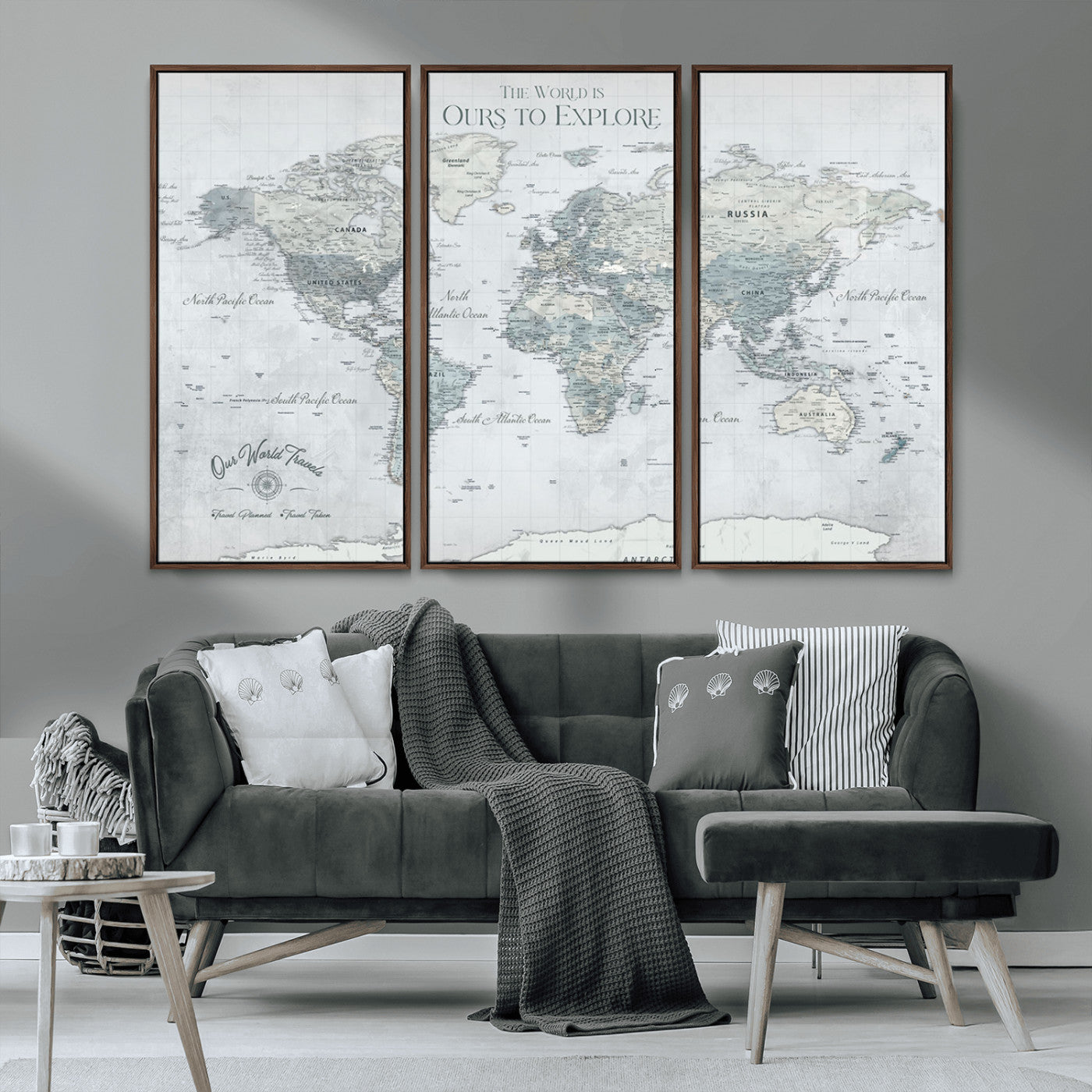 -Personalized Push Pin World Map Canvas Print – Custom Adventure Travel Map Framed Wall Art Gift for home, office