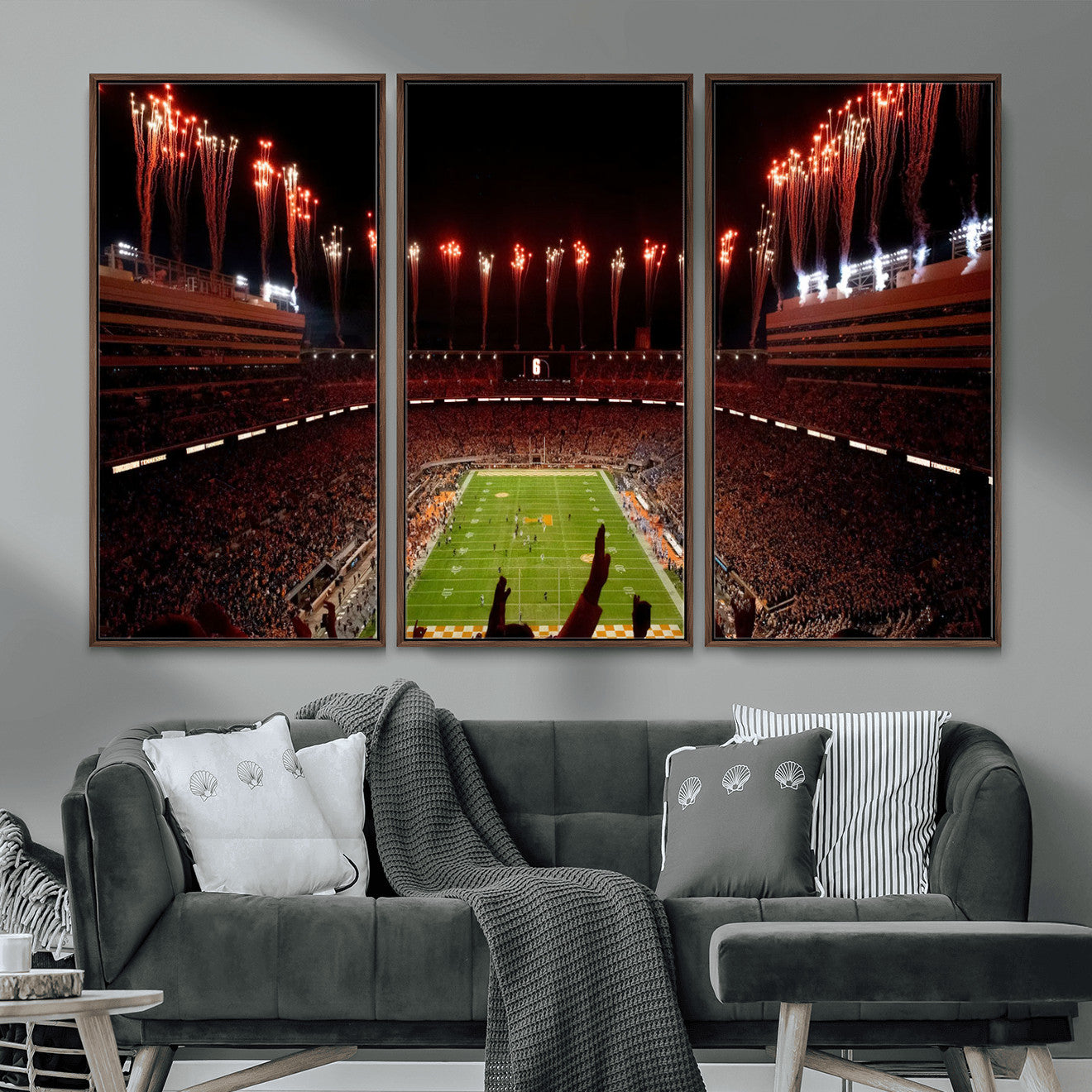73358115-MGV-FC-48X32-3P - Tennessee Neyland Stadium Wall Art, Sports Arena Canvas Print, Panoramic Stadium Canvas Artwork for Home, Office