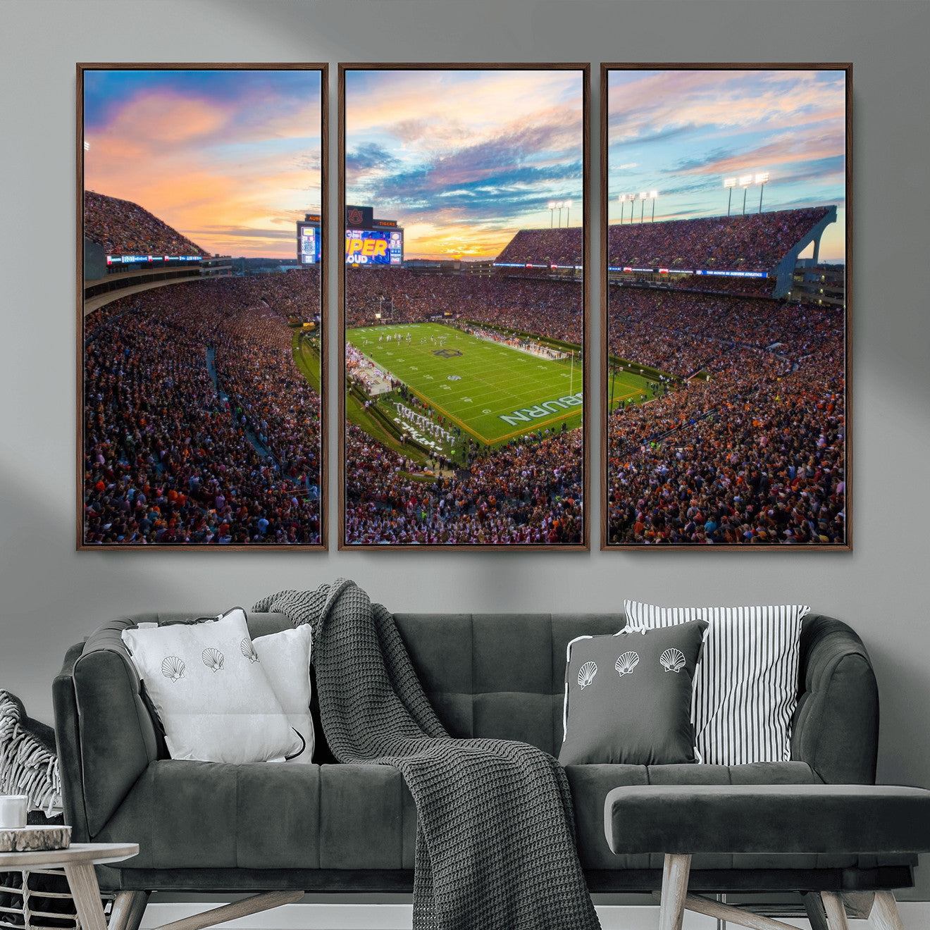 29755746-MGV-CV-36X24-Jordan-Hare Stadium Wall Art Canvas Print, Football Stadium Aerial View, College Sports Art for Man Cave or Game Room