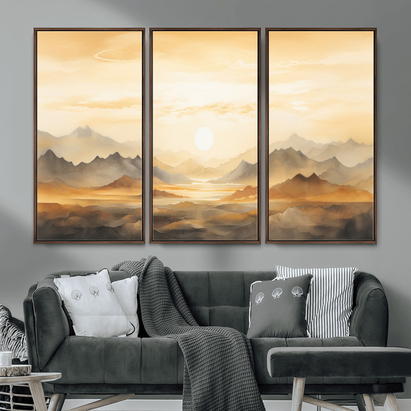 Nihat1-29-MGV-CV-36X24-Sepia Color Abstract Mountain Wall Art Canvas Print