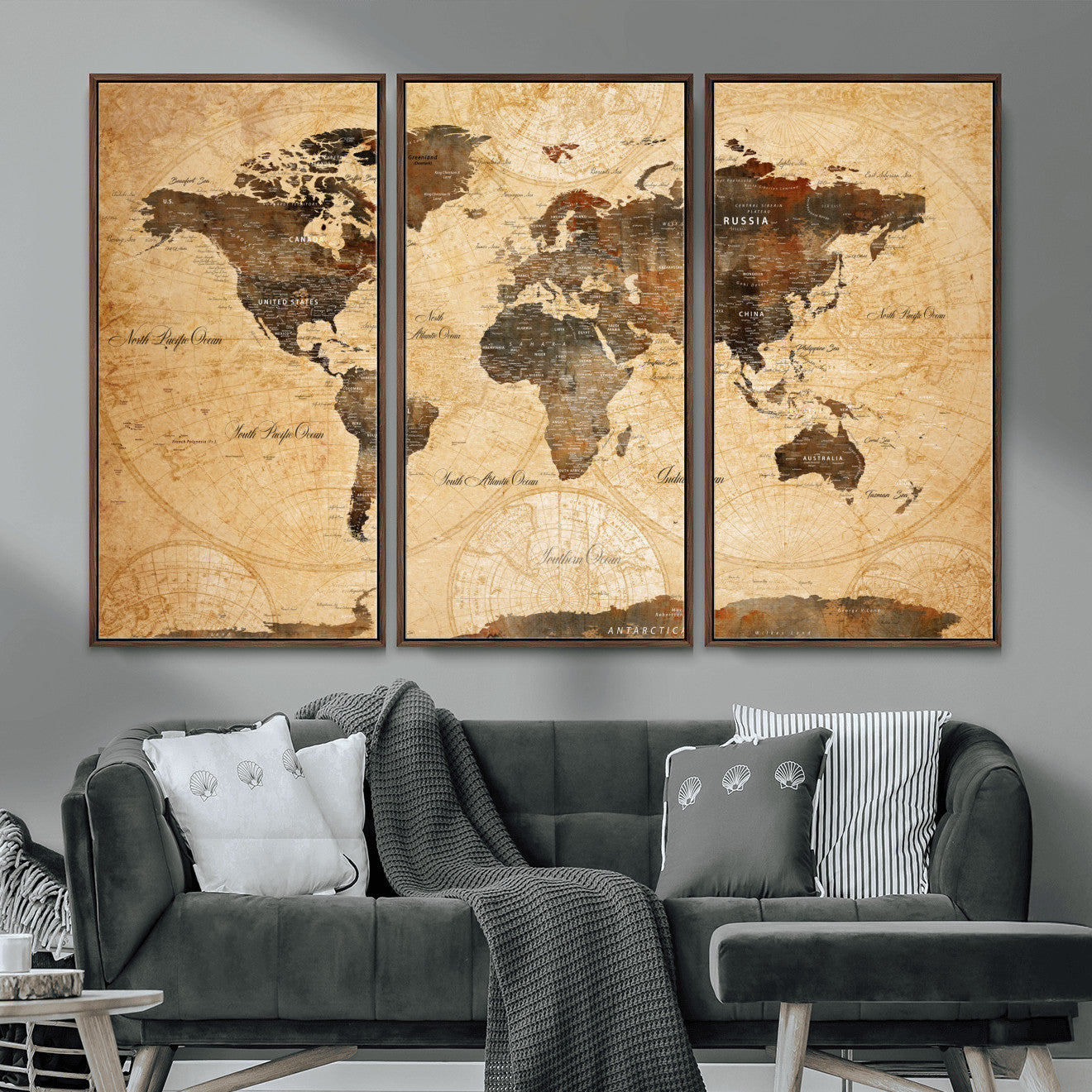 14542905-MGV-FC-48X32-3P - Push Pin World Map Canvas Print – Travel Tracker Wall Art for Couples, Perfect Anniversary Gift for Home or Office Decor