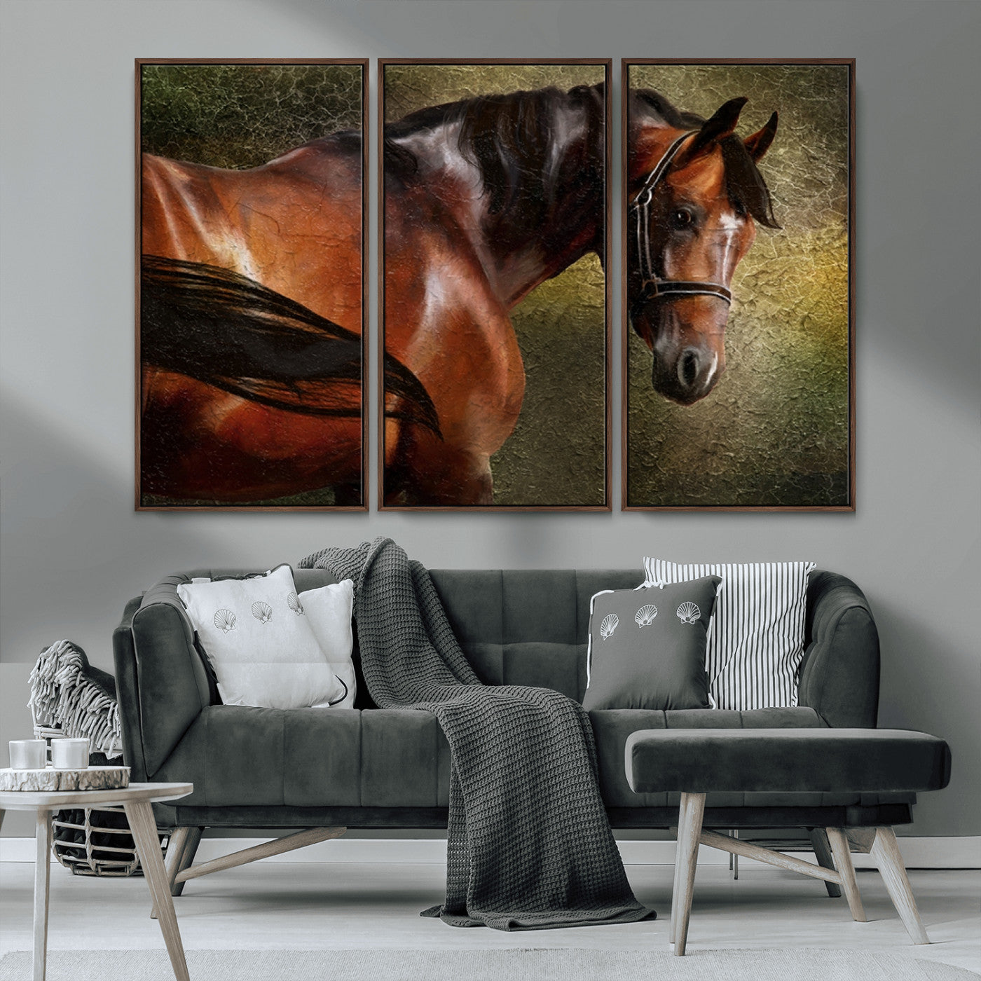 76810-MGV-CV-36X24-Majestic Brown Horse Wall Art Canvas Print – Framed Equestrian Artwork with Elegant Stallion Artwork for Home or Office Decor
