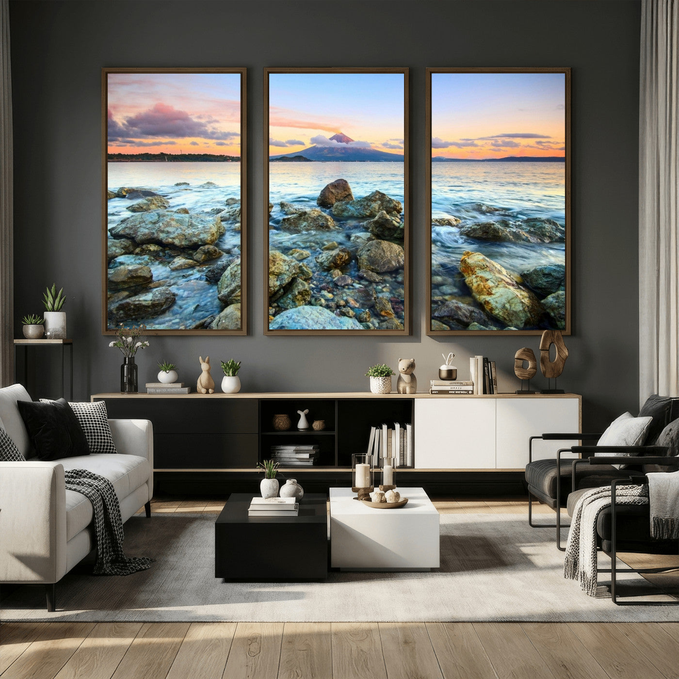 46869511-MGV-CV-36X24 - Mayon Volcano Seascape Landscape Wall Art Canvas Print, Tropical Ocean Shore Mountain Canvas Print, Philippines Coastal Scenic Art Printing