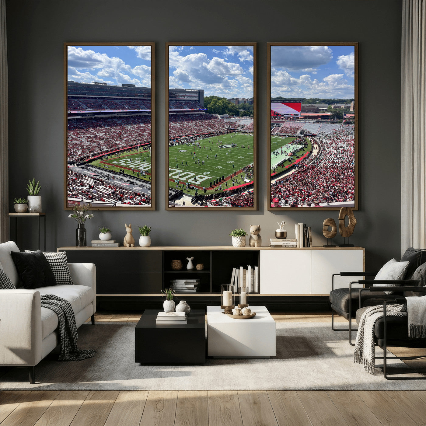 10665453-MGV-CV-36X24 - Georgia Bulldogs Stadium Wall Art Canvas Print, Sanford Stadium Football Field Panorama, College Football Game Day Wall Decor