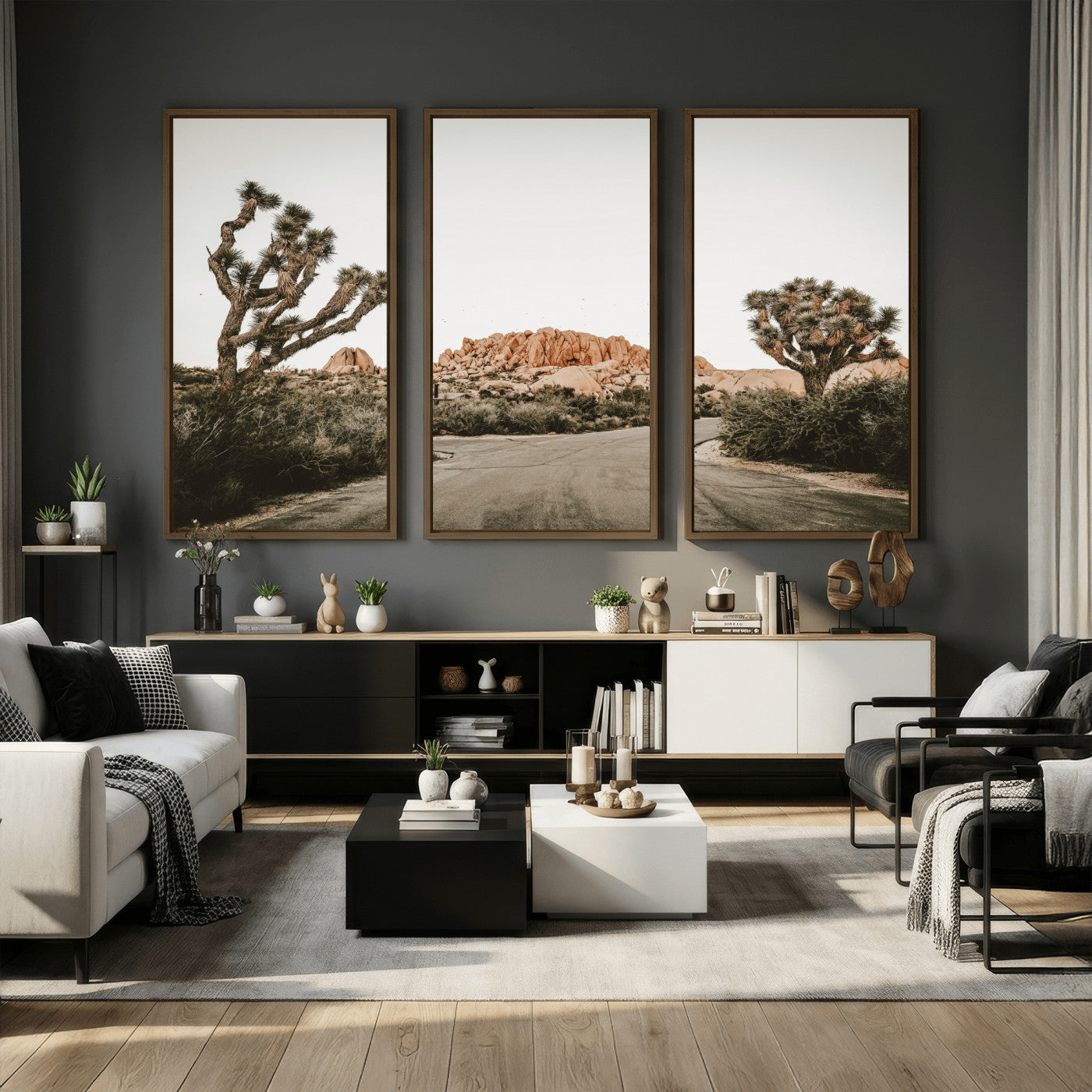 97248544-MGV-CV-36X24 - Joshua Tree Desert Wall Art Canvas Print, Minimal Southwestern Landscape Nature Wall Decor for Modern and Boho Interiors