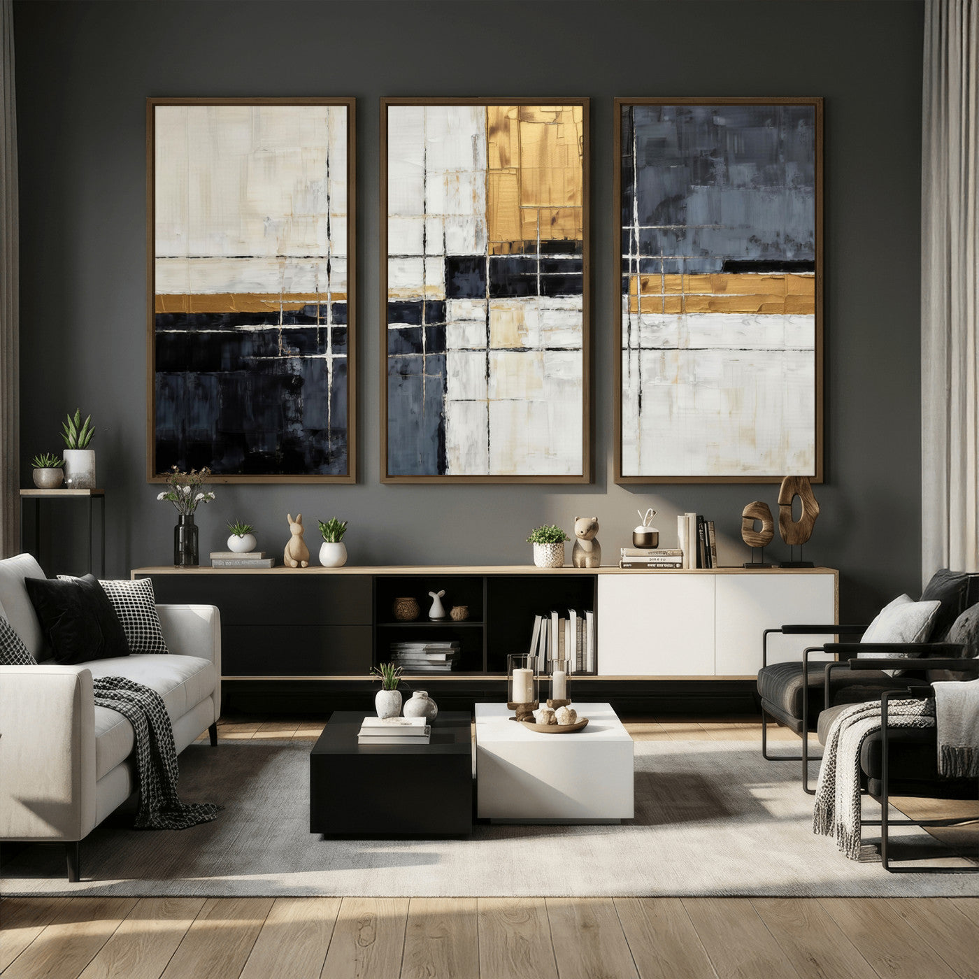 78975677-MGV-CV-36X24 - Gold Abstract Wall Art Canvas Print, Modern Luxury Geometric Painting Wall Decor for Living Room and Office