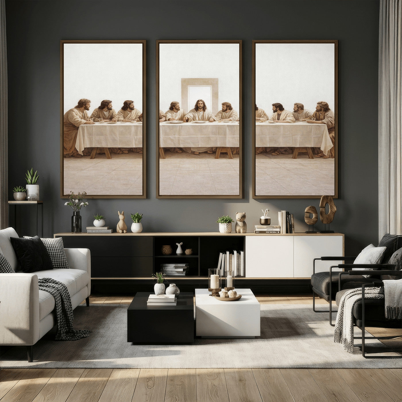 76380069-MGV-CV-36X24 - The Last Supper Wall Art Canvas Print, Jesus Christ Biblical Scene Canvas Print, Christian Religious Artwork for Church Living Room Decor