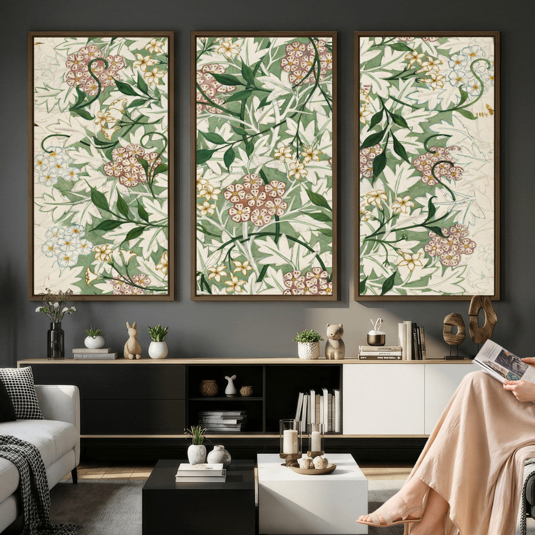 33560597-MGV-CV-36X24 - William Morris Jasmine 1872 Canvas Wall Art — Arts and Crafts Botanical Print | Vintage Green Floral Decor | Cottagecore Gift | Classic Art