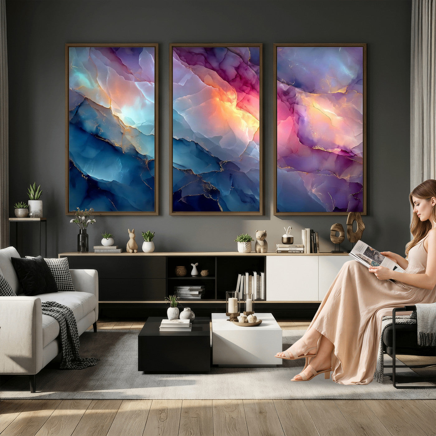 28163849-MGV-CV-36X24 - Colorful Abstract Canvas Wall Art Print, Vibrant Popup Color Art Print
