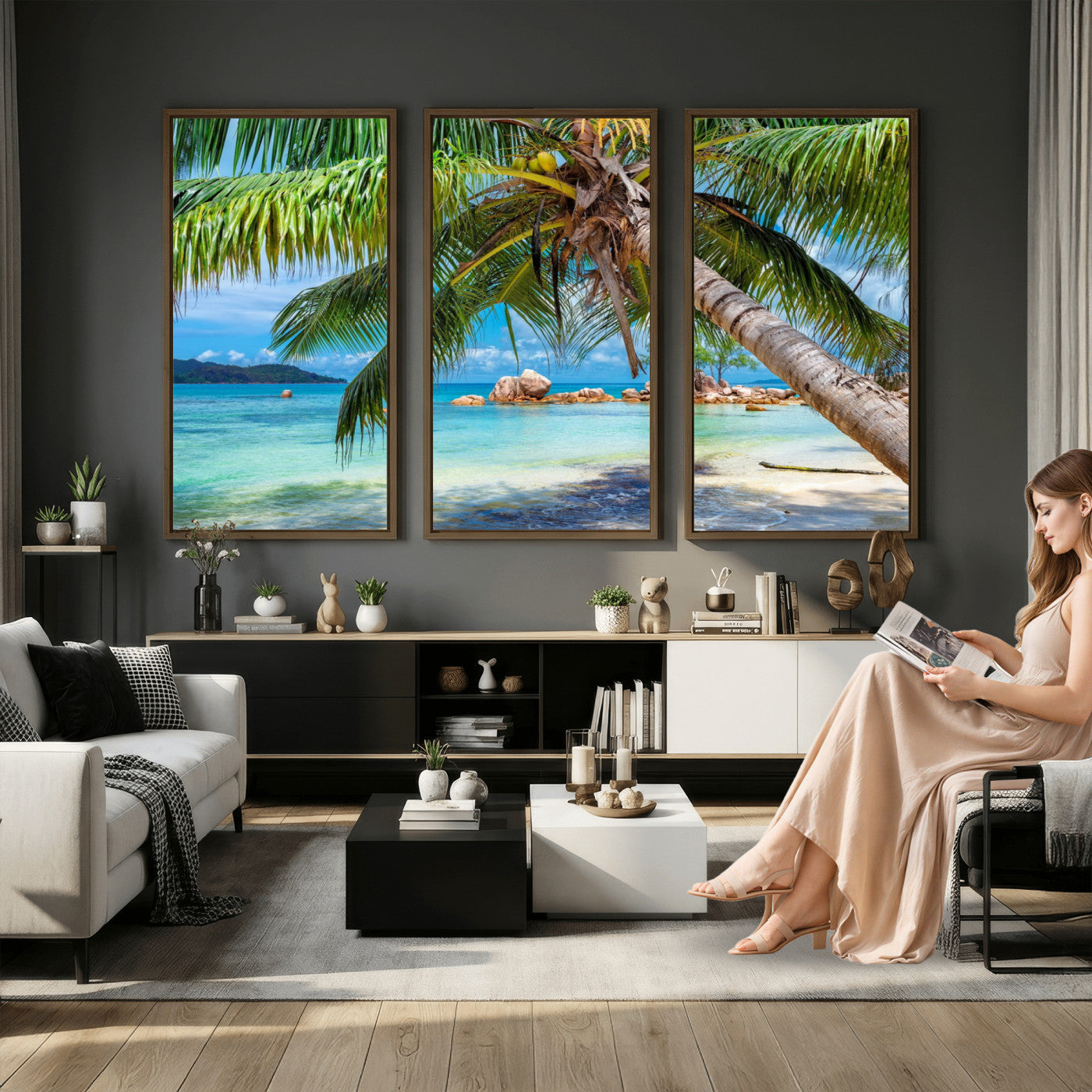 86824715-MGV-CV-36X24 - Seychelles Beach Canvas Wall Art - Anse Volbert Praslin Island Print