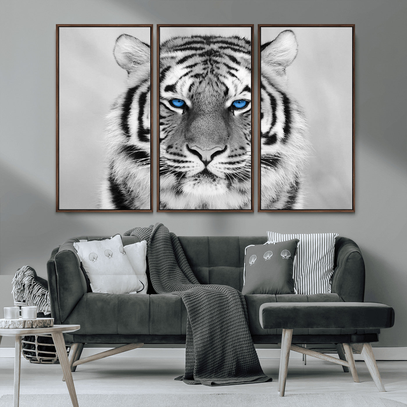 -Black and White Tiger Wall Art Animal Canvas Print