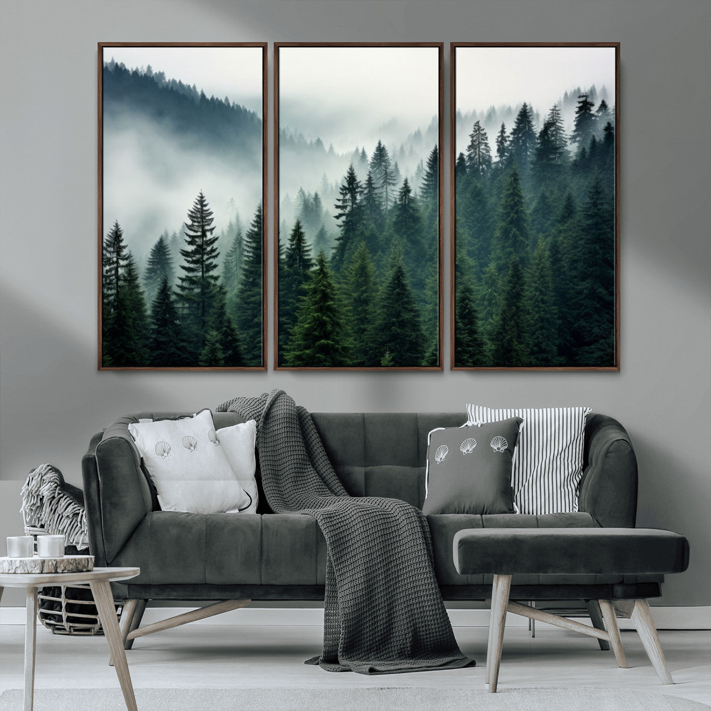 -Captivating Misty Forest Wall Art Premium Canvas Print, Foggy and Serene Atmosphere Canvas Print