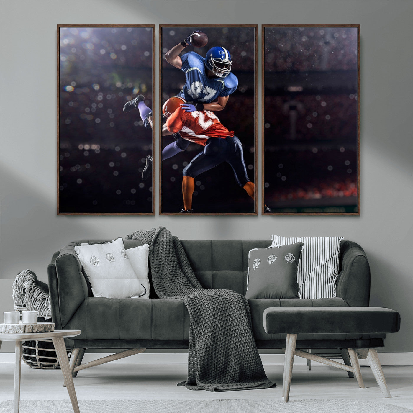 76491-MGV-CV-36X24-American Football Wall Art Canvas Print, Stadium Sport Wall Art Print