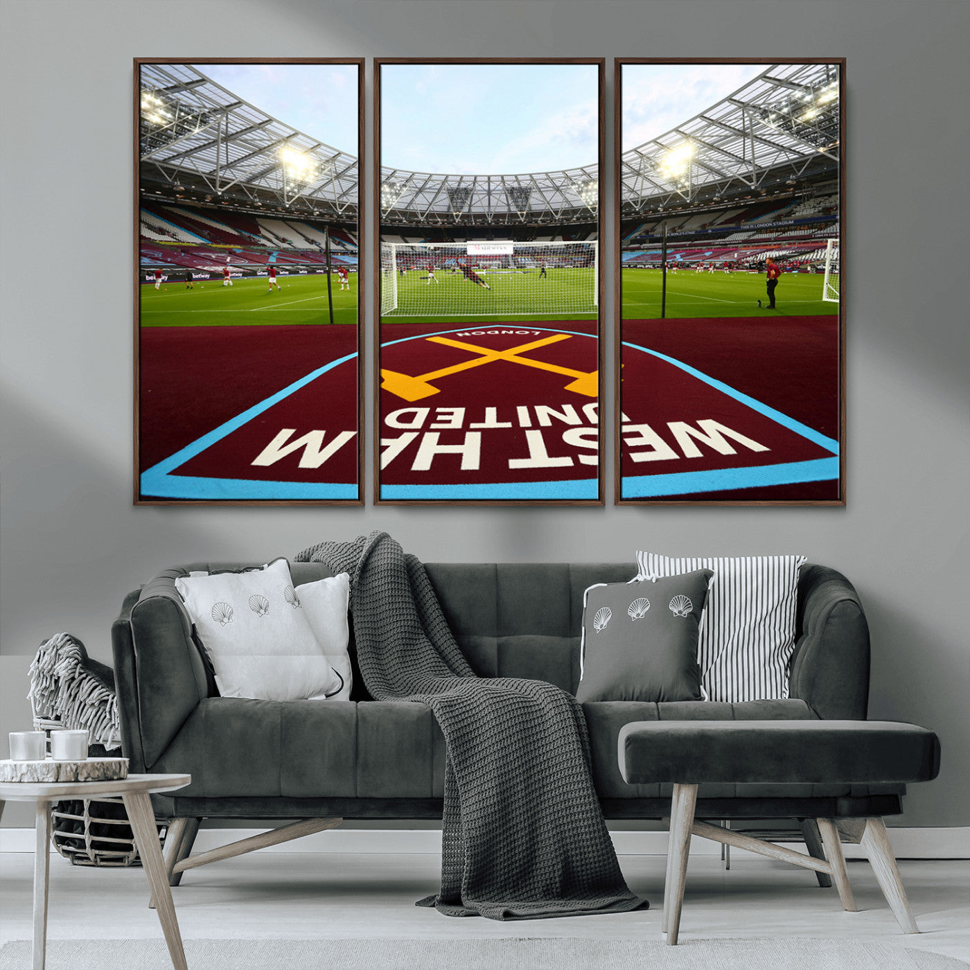 77367-MGV-FC-48X32-3P_Walnut-West Ham United FC Stadium Canvas Wall Art – London Stadium Football Print – Premier League Team