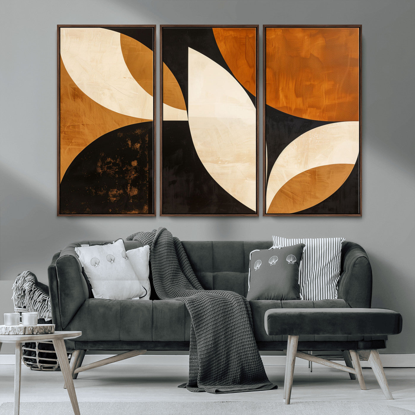 21251-MGV-CV-36X24-Geometric Abstract Wall Art Canvas Print, Mid Century Modern Wall Art Print