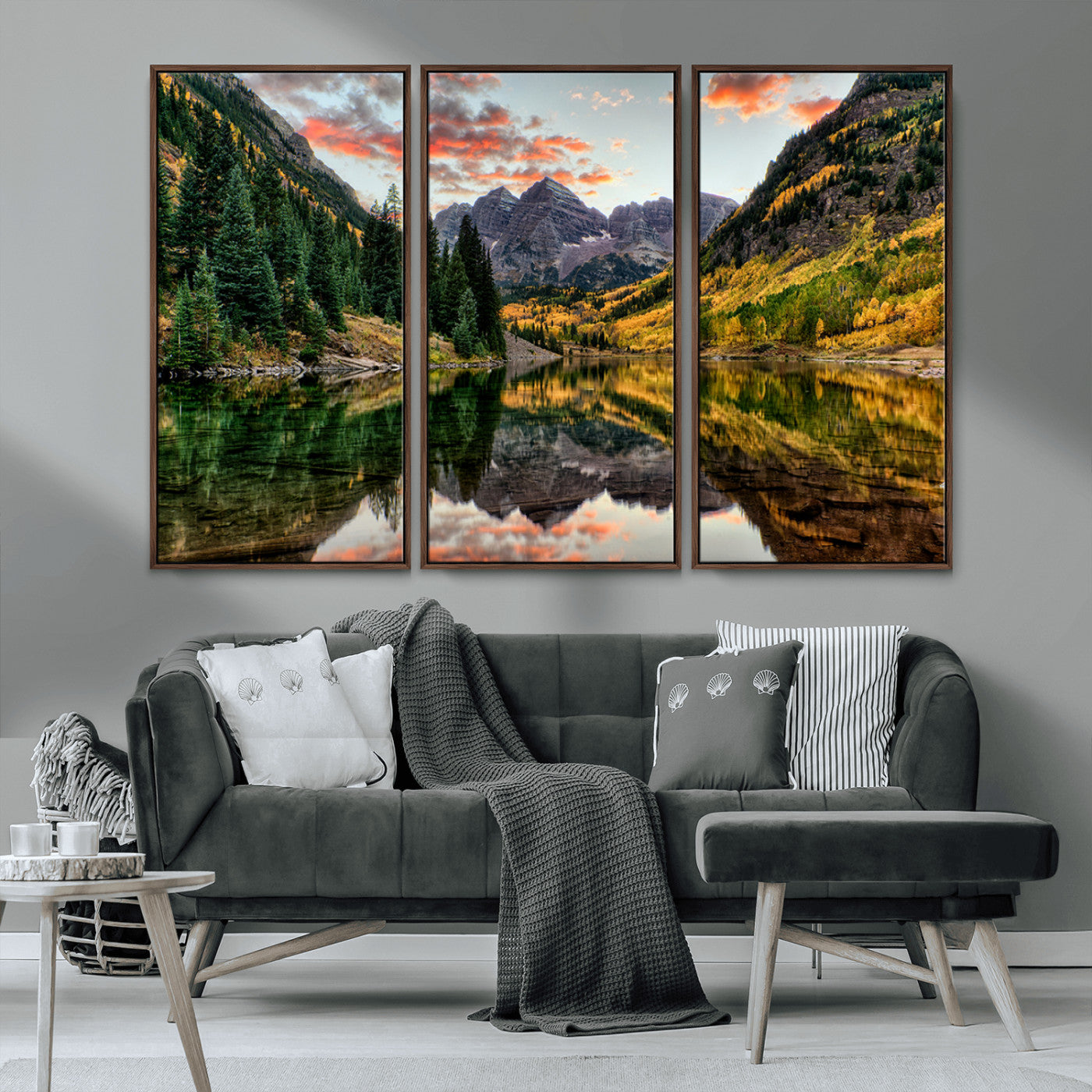 14376-MGV-CV-36X24-Maroon Bells Wall Art - Scenic Canvas Print of Maroon Bells in Autumn for Elegant Home or Office