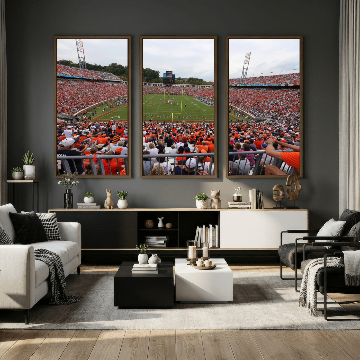 63606-MGV-CV-36X24 - Virginia Cavaliers Football Team Print - Charlottesville Scott Stadium Print Wall Art Canvas