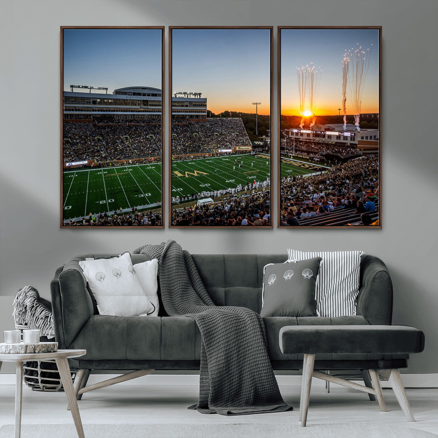 29253-MGV-CV-36X24-Demon Deacons Football Team Print Canvas- Winston-Salem Allegacy Federal Credit Union Stadium Wall