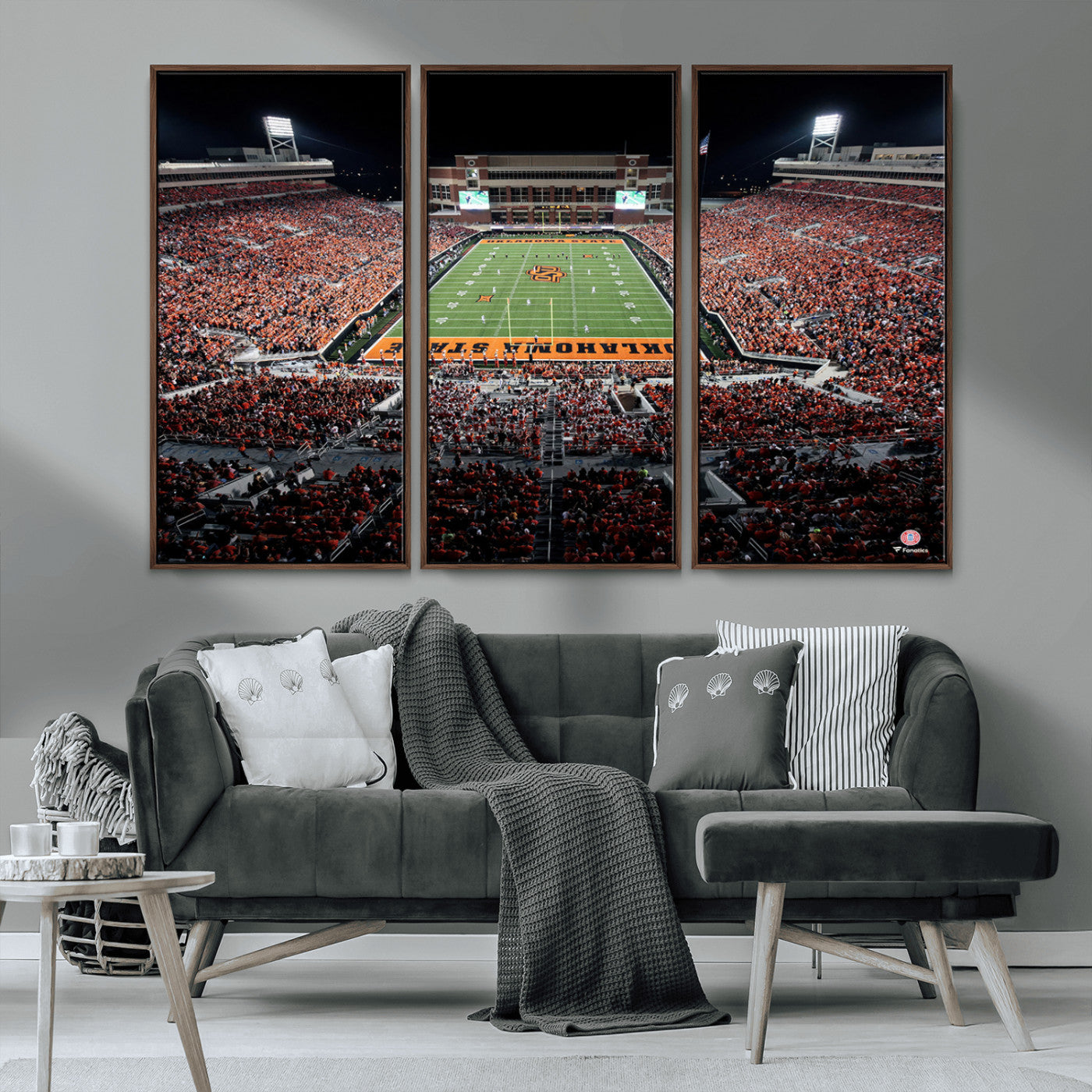 81675-MGV-CV-36X24-Boone Pickens Stadium Wall Art Oklahoma State Cowboys Print Framed Sports Canvas Art for Home, Office, Living Room