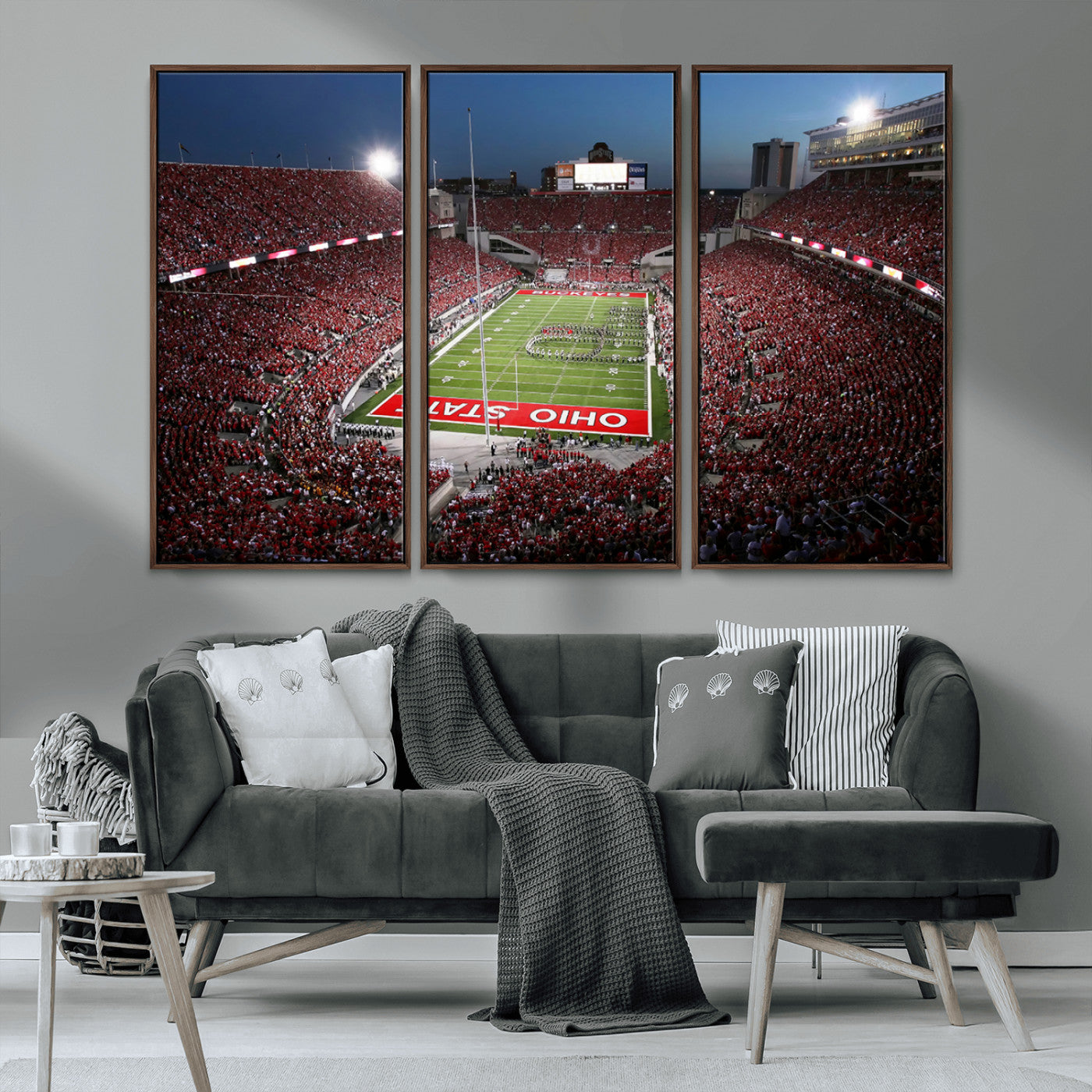 -Ohio State University Buckeyes Football Team Print - Columbus Ohio Stadium Wall Art Canvas Print