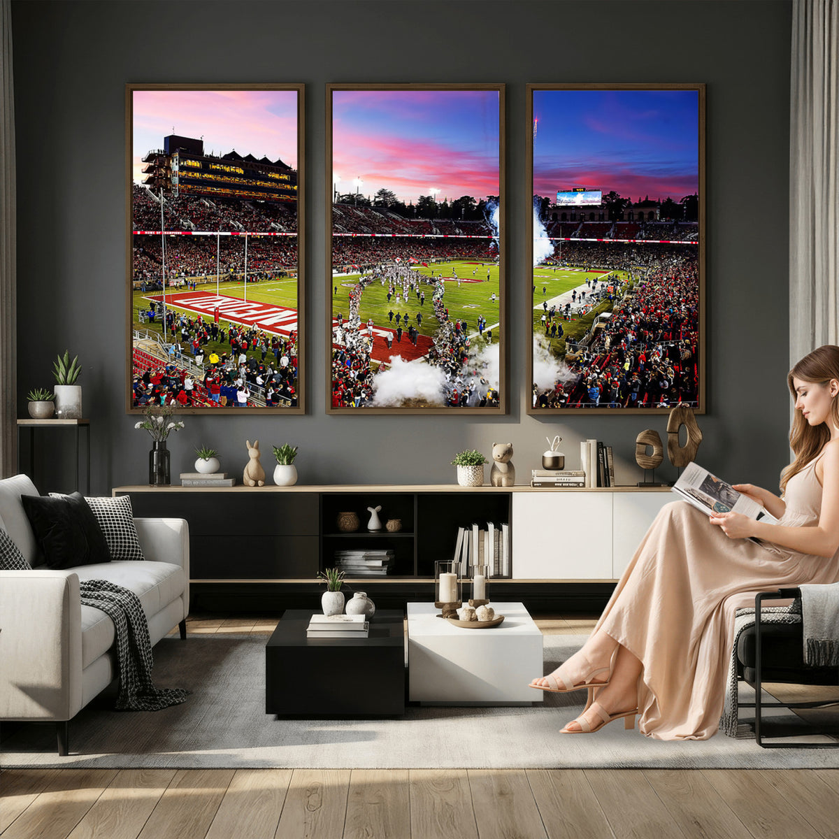25557-PAN-FL-20X10 - Stanford University Cardinal Football Team Print - Stanford Stadium Wall Art Canvas Print