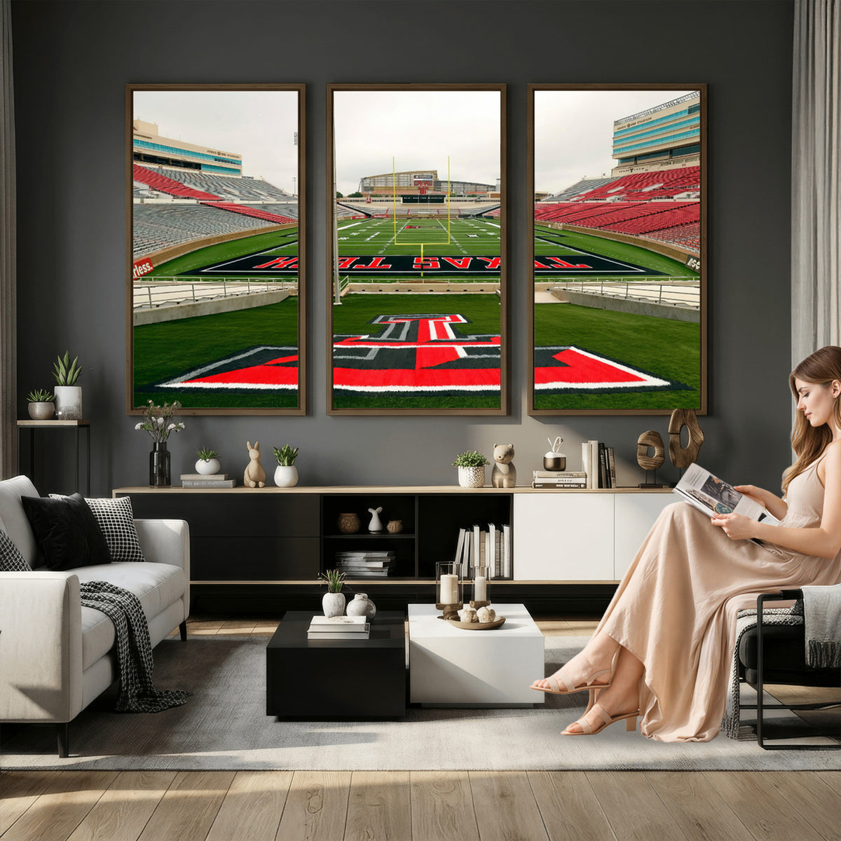 43169-PAN-FL-20X10 - Texas Tech Red Raiders Football Team Print - Lubbock Jones AT&T Stadium Wall Art Canvas Print