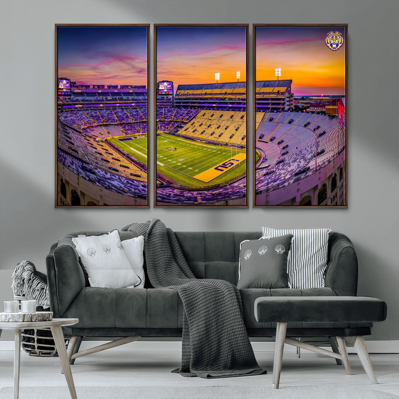 93538-MGV-CV-36X24-The Louisiana State University Tigers Football Team Print - Baton Rouge Tiger Stadium Wall Art