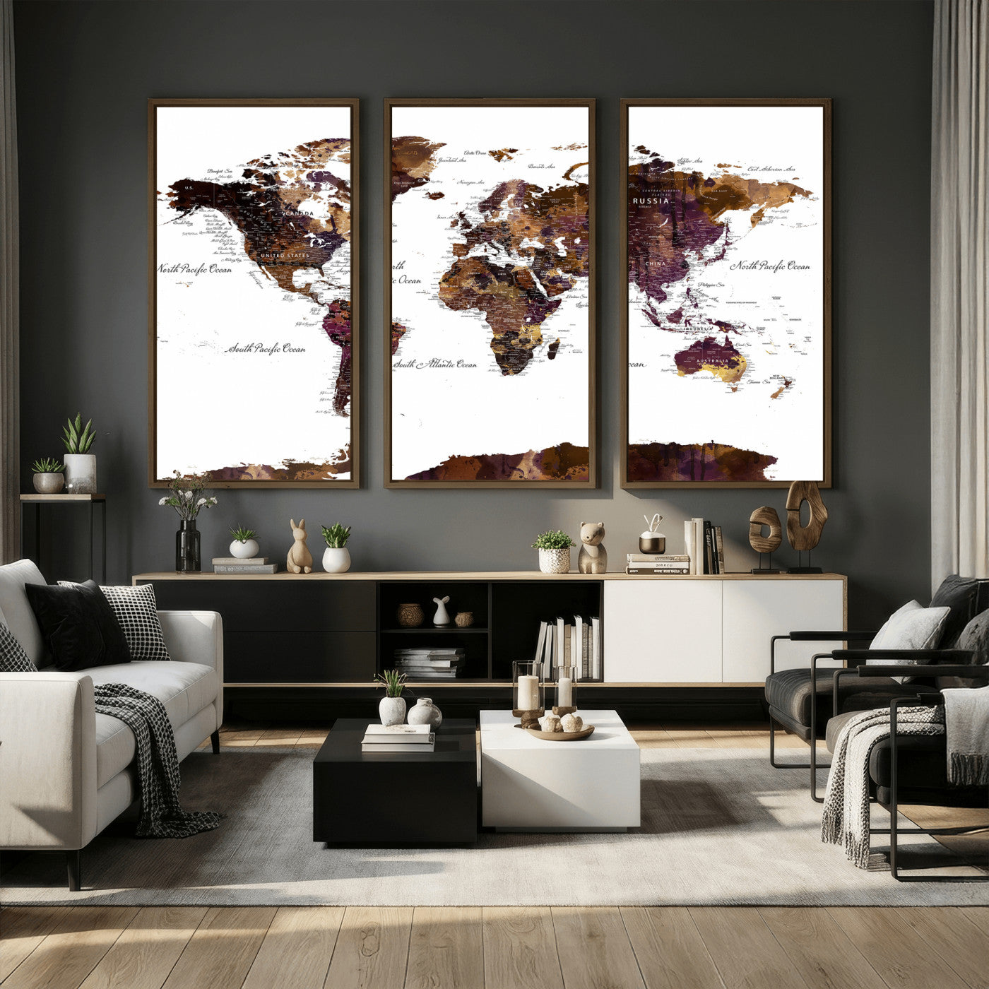 50611-MGV-CV-36X24 - Push Pin World Map Canvas Print – Framed Wall Art for Couples to Track Their Travels – Anniversary