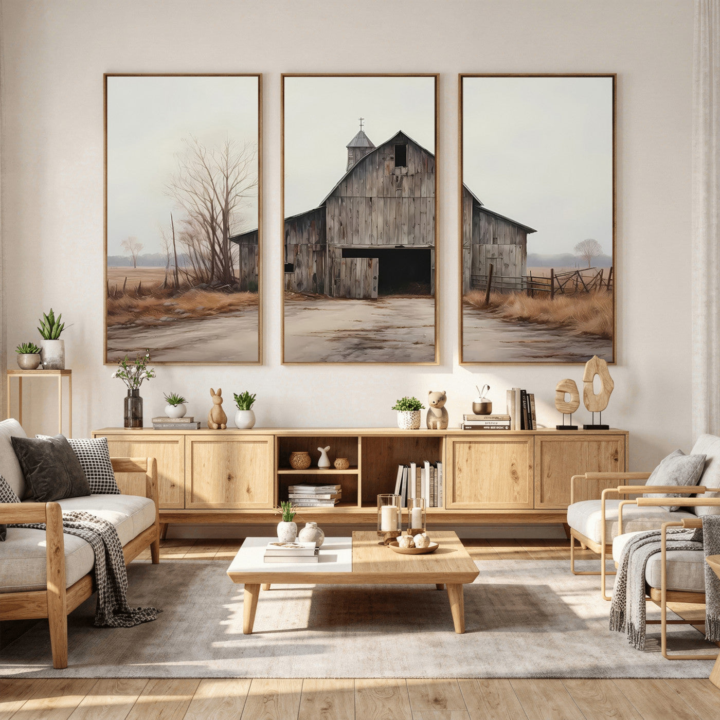 11602-MGV-CV-36X24 - Farmhouse Rustic Barn Wall Art Canvas Print – Framed and Ready to Hang – Perfect Addition to