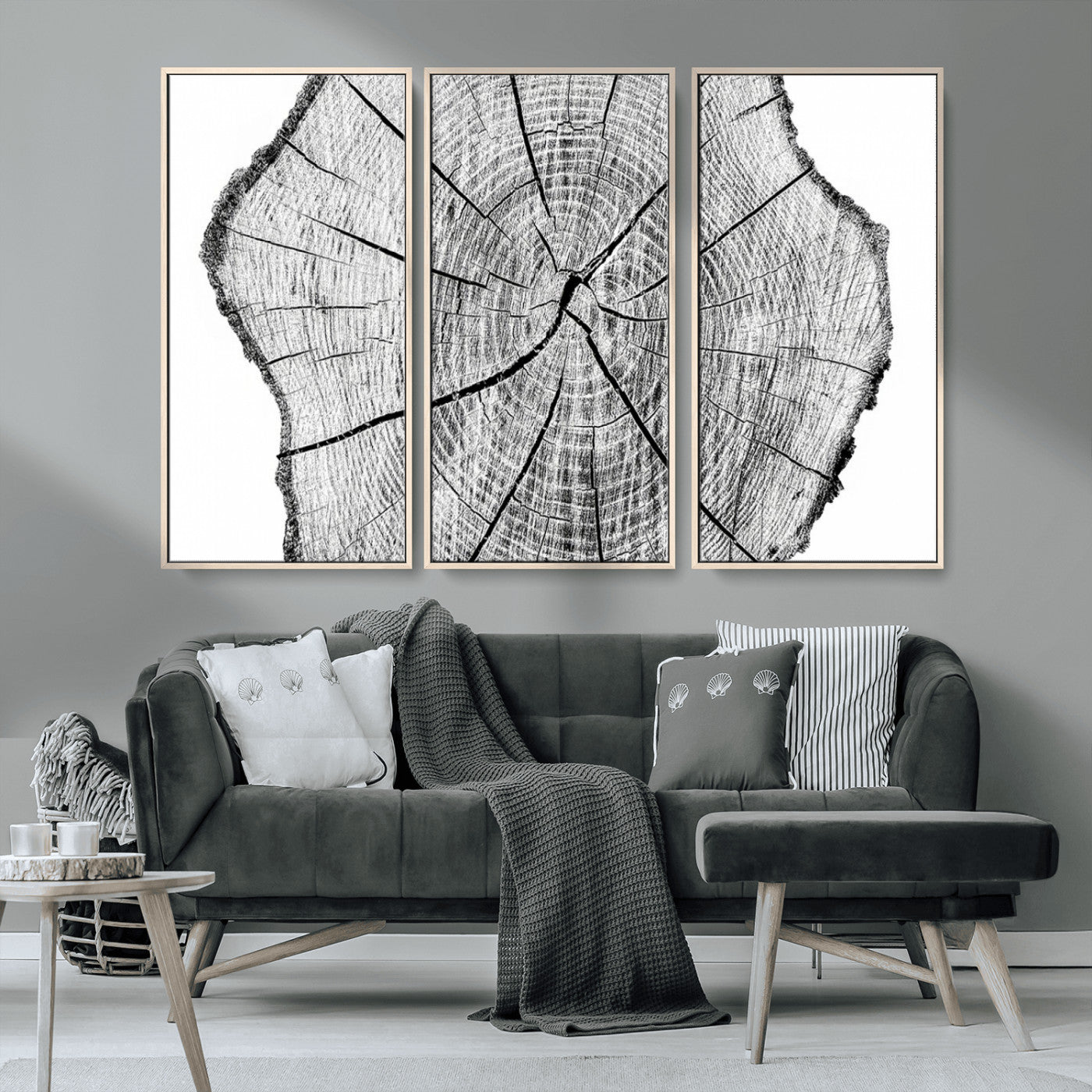98709-MGV-CV-36X24-Rustic Tree Ring Wall Art Canvas Print – Framed and Ready to Hang – Perfect for Nature-Inspired and