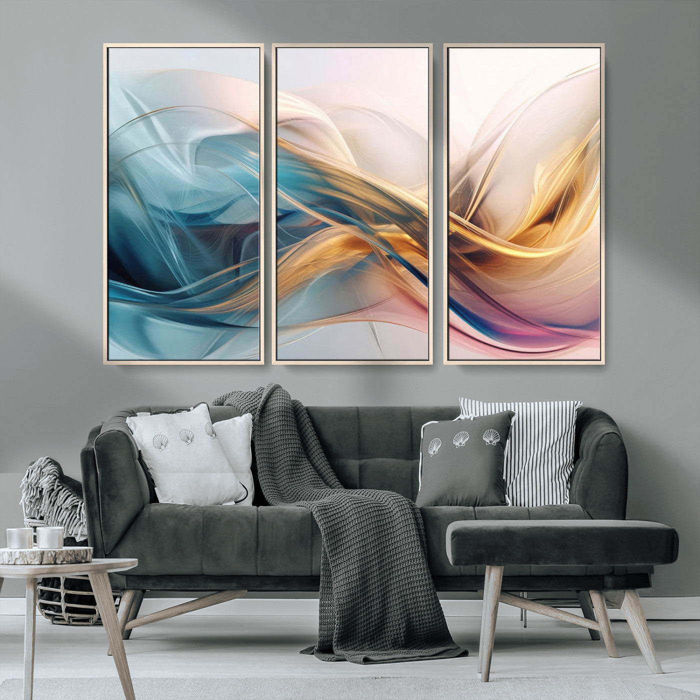 17461-MGV-FC-48X32-3P_Natural-Abstract Flowing Colors Wall Art Canvas Print