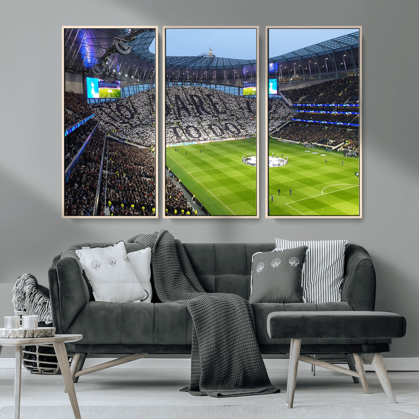 -Tottenham Hotspur Stadium Canvas Print, Match Day Triple Canvas Wall Art - Premier League Football