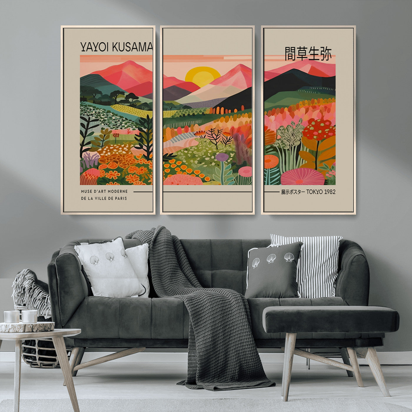 23753-MGV-CV-36X24-Yayoi Kusama 1986 Wall Art Print - Wabi Sabi Japanese Wall Art Print - Vibrant Abstract Landscape