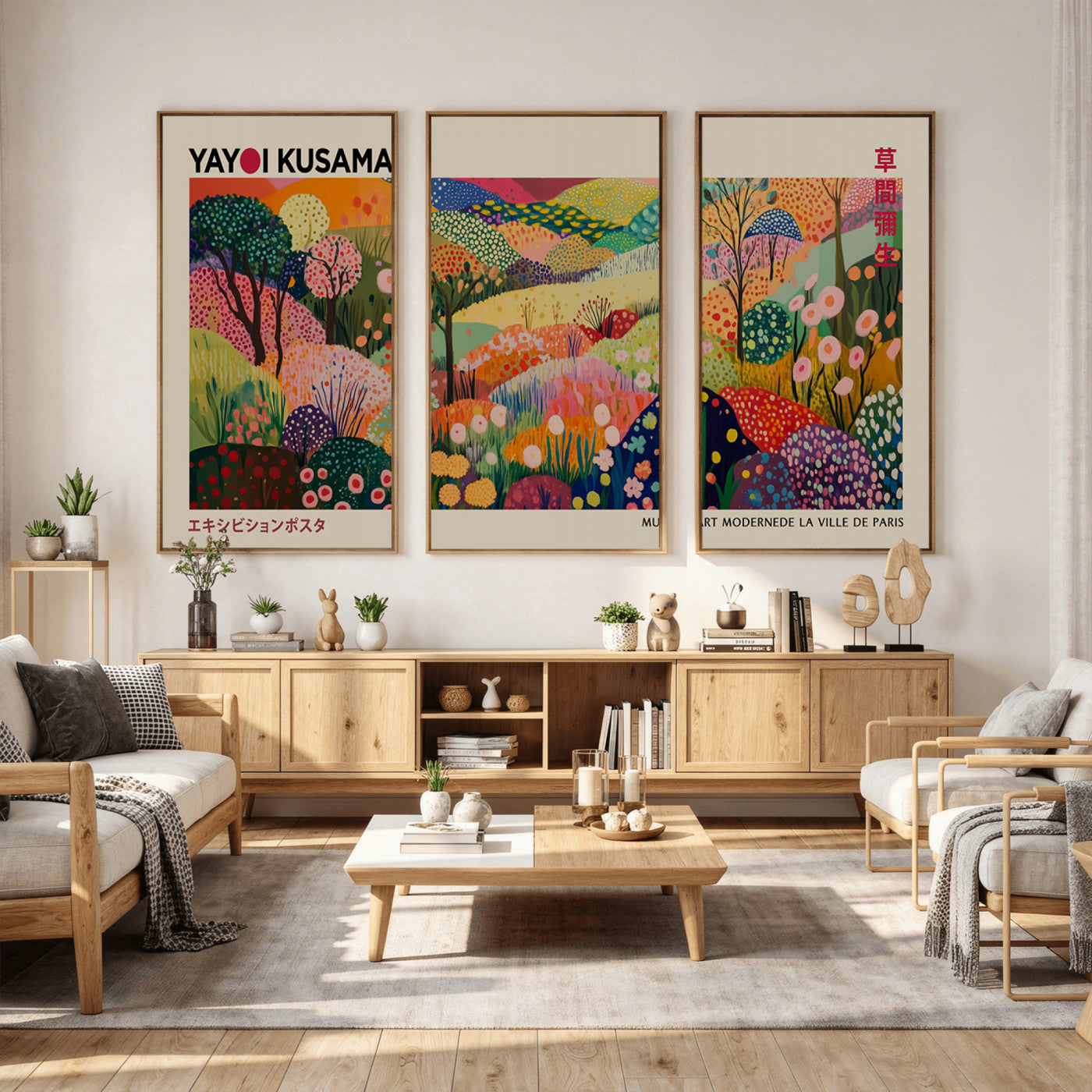 98921-MGV-CV-36X24 - Framed Yayoi Kusama 1986 Wall Art Print – Japanese Wall Art Print, Wabi Sabi Yayoi Kusama Print