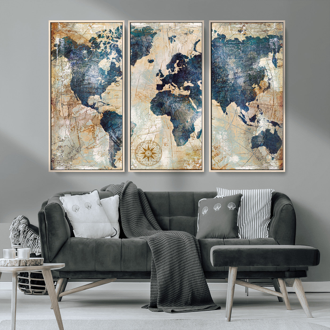 84561-MGV-CV-36X24-Push Pin World Map Canvas Print – Framed Wall Art for Couples, Travel Tracker Map, Anniversary Gift for Home Decor