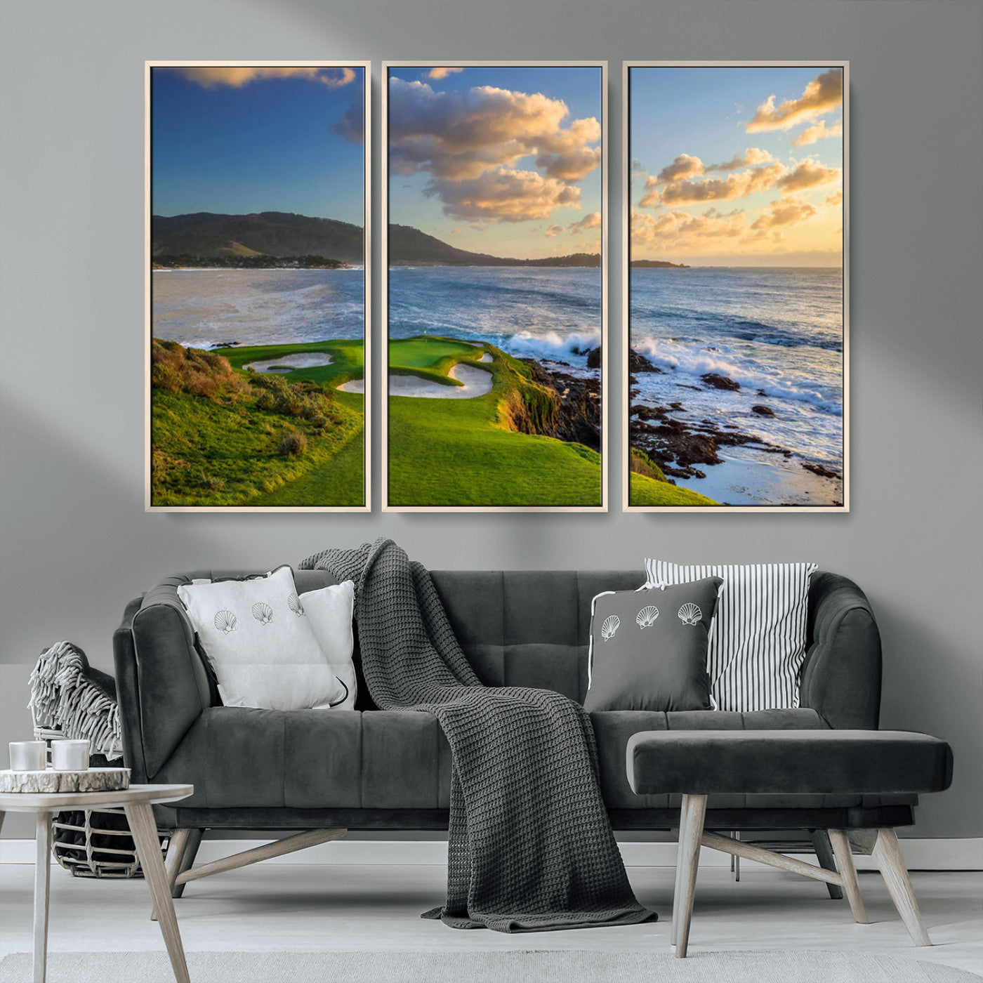 50107048-MGV-CV-36X24-Pebble Beach Golf Links Wall Art Canvas Print – Iconic Coastal Golf Course Artwork for Home, Office, Living Room