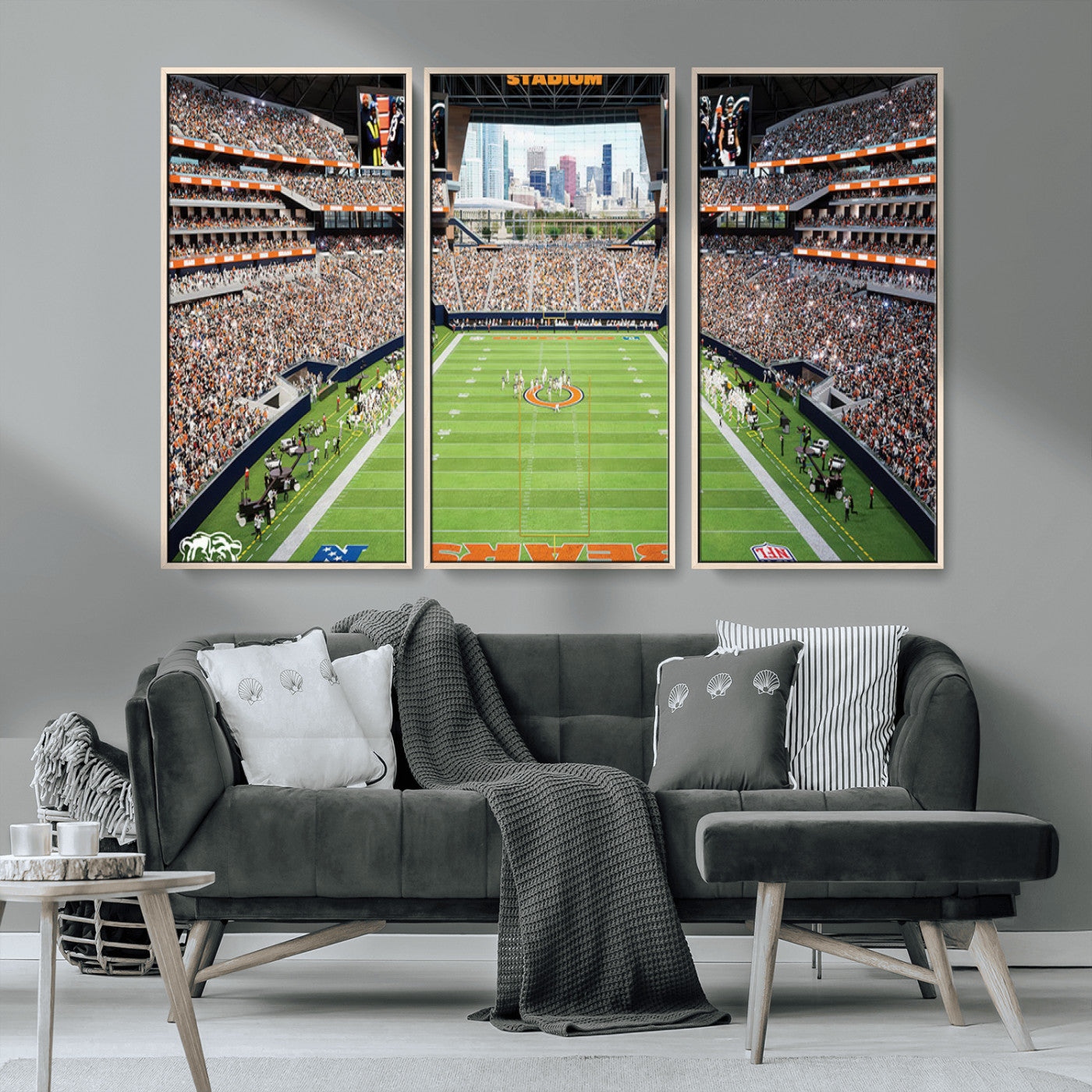 -Chicago Bears Soldiers Field Wall Art Canvas Print – Framed Football Stadium Artwork for Home, Office, Living Room