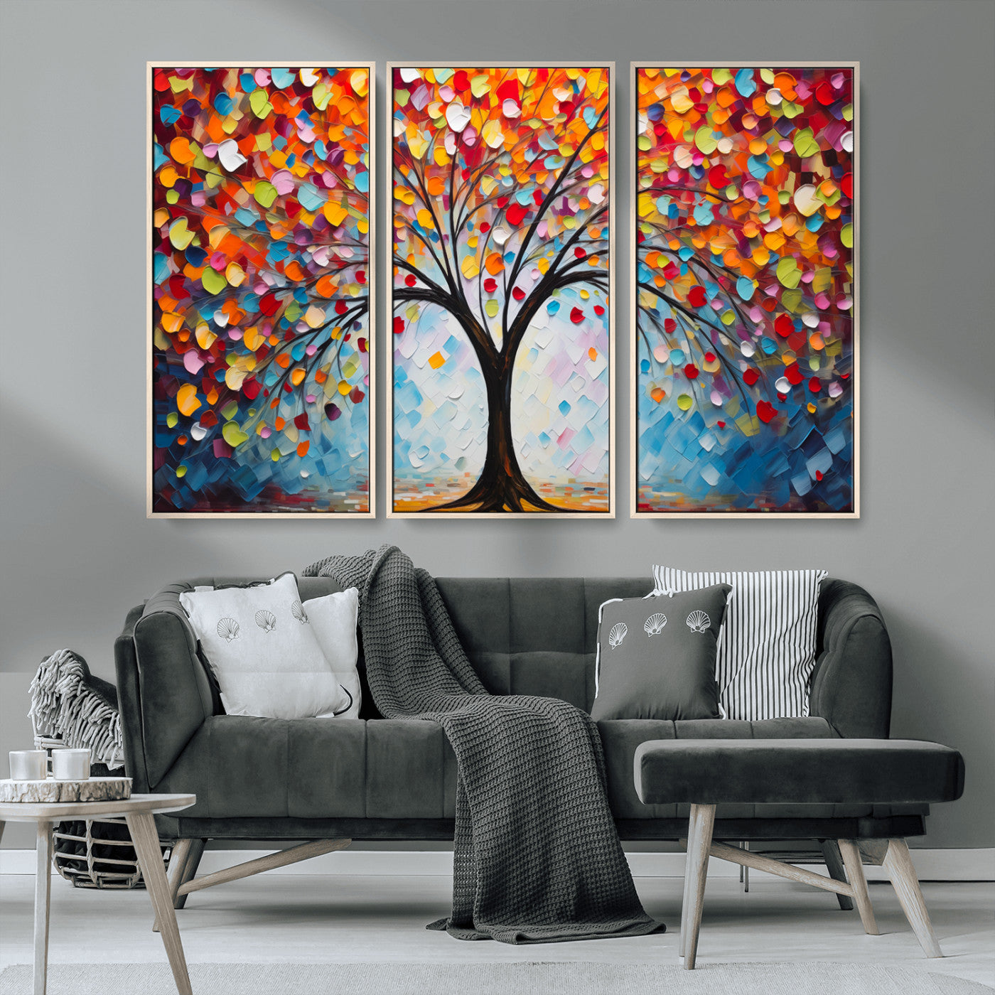HS2447-MGV-CV-36X24-Vibrant Tree of Life Canvas Wall Art – Colorful Abstract Nature in Modern Decor - Ready to Hang