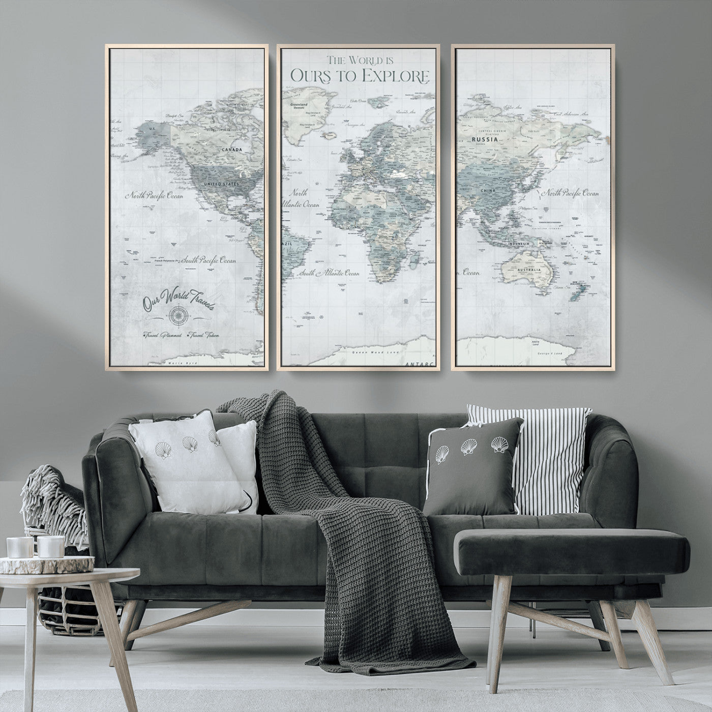 -Personalized Push Pin World Map Canvas Print – Custom Adventure Travel Map Framed Wall Art Gift for home, office