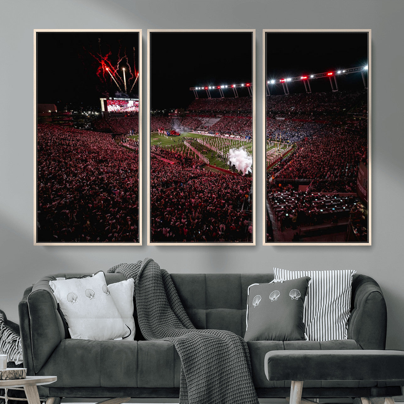 60690191-MGV-FC-48X32-3P - William Brice Stadium Wall Art Print – Baseball Game Room Artwork Print for Basement Dorm, Home, Office