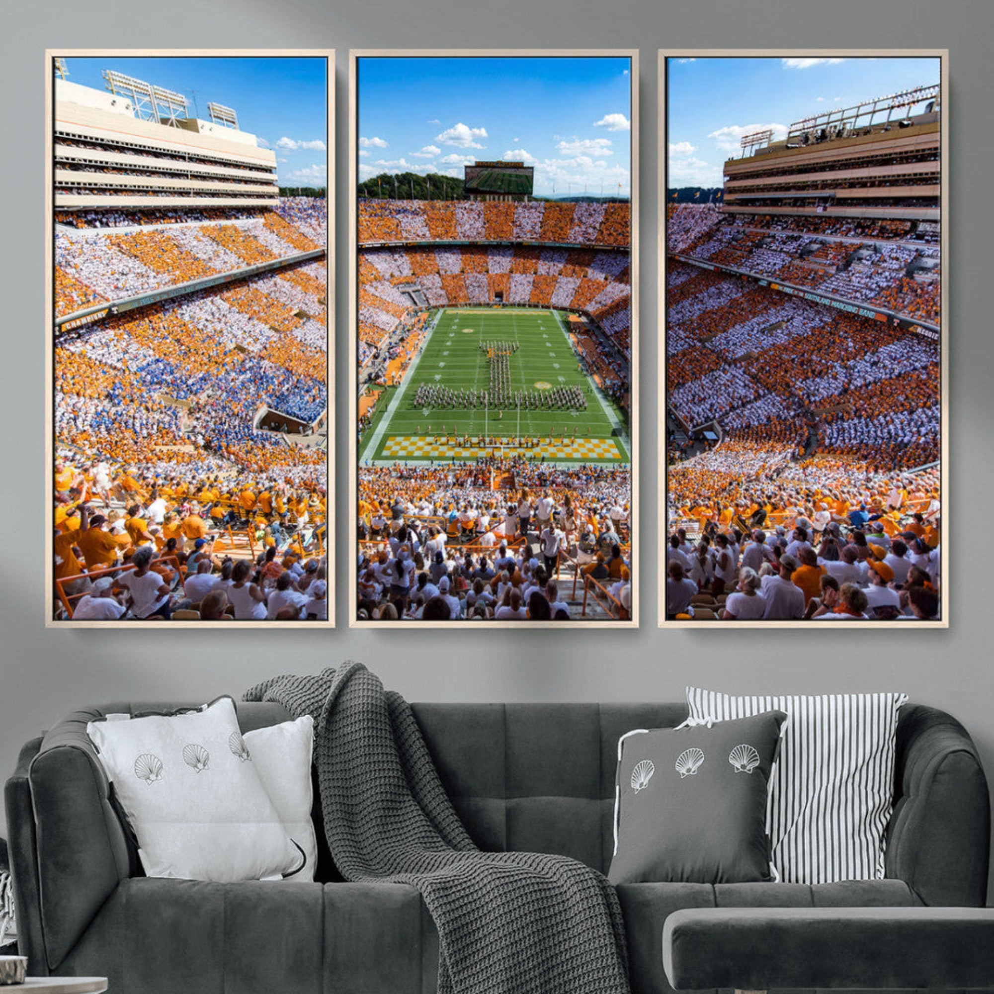 77097951-MGV-CV-48X32-3P-Tennessee Neyland Stadium Wall Art, Sports Arena Canvas Print, Panoramic Stadium Artwork for Home, Office