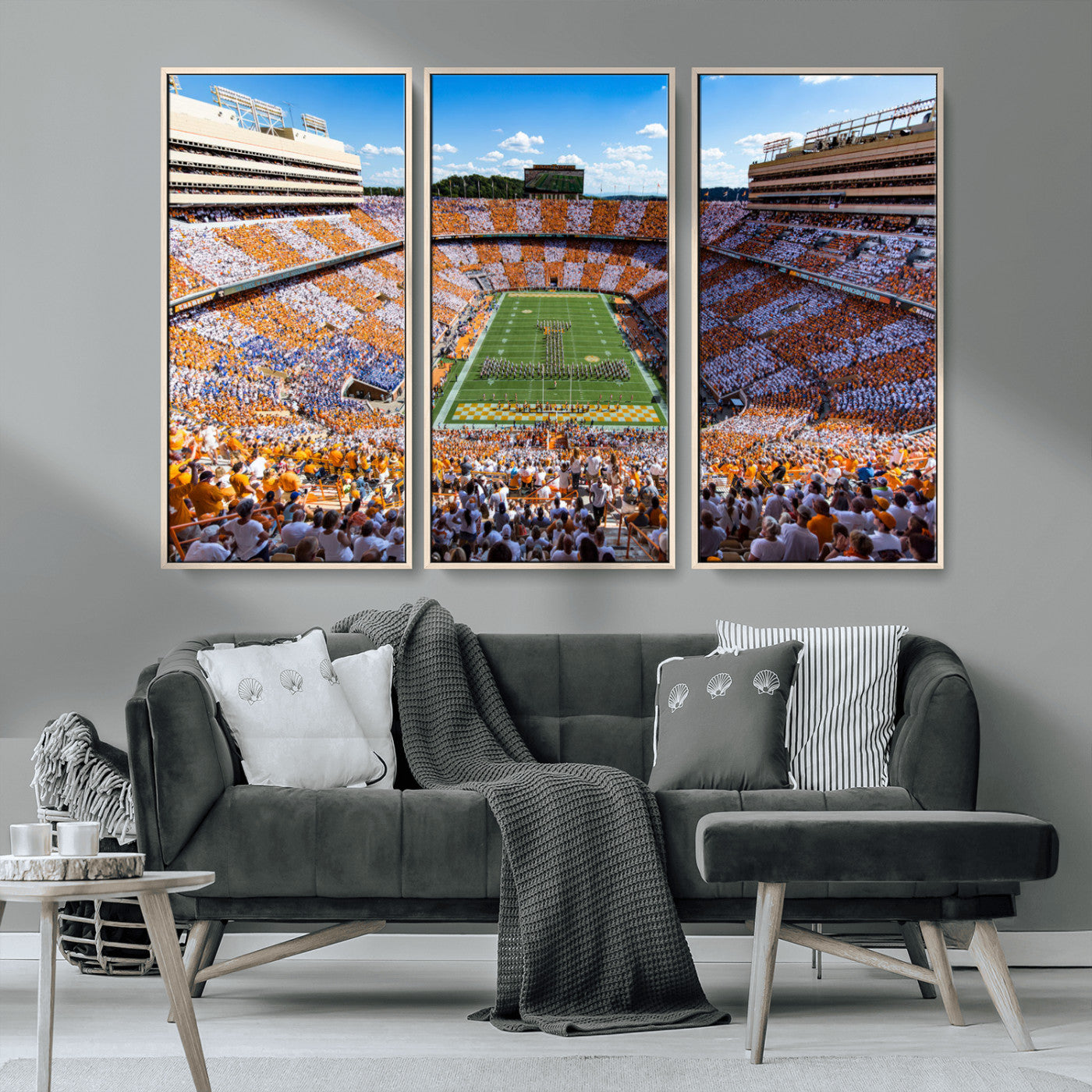 64238859-MGV-CV-48X32-3P-Tennessee Neyland Stadium Wall Art, Sports Arena Canvas Print, Panoramic Stadium Artwork for Home, Office